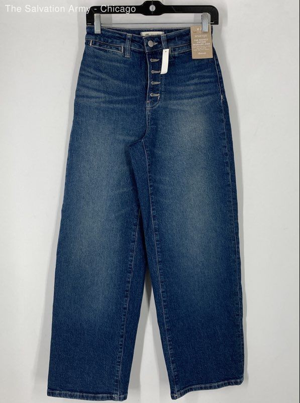 Madewell Womens Blue Cotton Blend The Curvy Perfect Vintage Wide-Leg Jeans Sz 25
