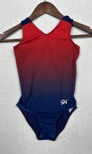GK Elite Leotard Red Blue USA Gymnastics CM Childs Girls M