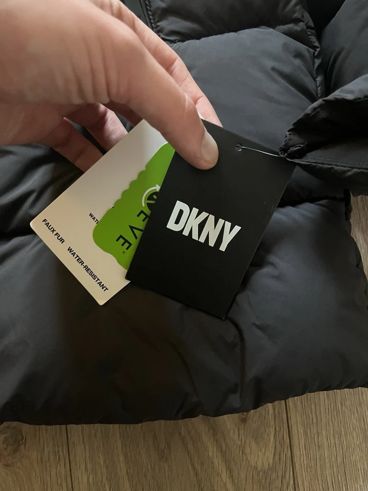 DKNY Fur Collar Puffer Jacket - Womens UK 10 - Black £220 RRP! - Image 4 of 4