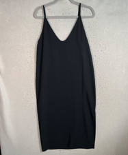 Everlane Womens Size 6 Black V-Neck Tank Midi Dress Tricetate Fabric