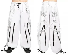 Men White Tripp Pant Punk Rock Gothic Style Trouser with White Straps 100%cotton