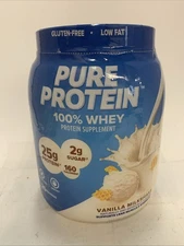 Pure Protein 100% Whey Vanilla Milkshake 28 oz (20 Servings) BB03/27