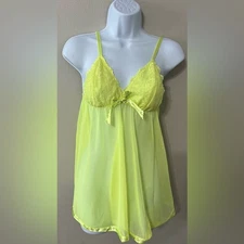 Juicy Couture Neon Yellow Lace Babydoll Chemise Nightie Size M EUC