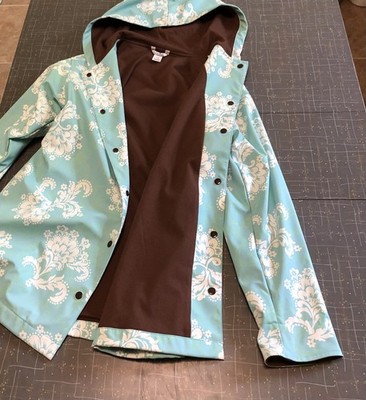 Hartstrings Snap Rain Jacket Turquoise/ Light Weight Rubber Texture LadiesSz 7/8