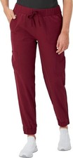 Hanes Women S Scrubs Cargo Joggers Healthcare Afternoon Burgundy NWT