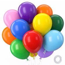 Balloons Assorted Colors 100 Pack 12 Inch Colorful Rainbow Round Bright Latex...