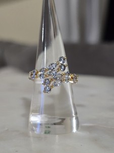 Bomb Party Ring Size 8 March Birthday "Glimmer of Glamorous" Aquamarine on Gold