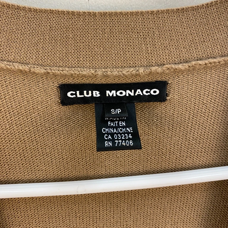 Club Monaco Mujer Pequeño Suéter Cárdigan Lana Marrón Botón Cuello en V Abuelo Foto 4 de 4