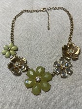 Unsigned Statement Green Flower Necklace