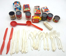 Vintage Childs Play Plastic Flatware and Canned and Boxed Food