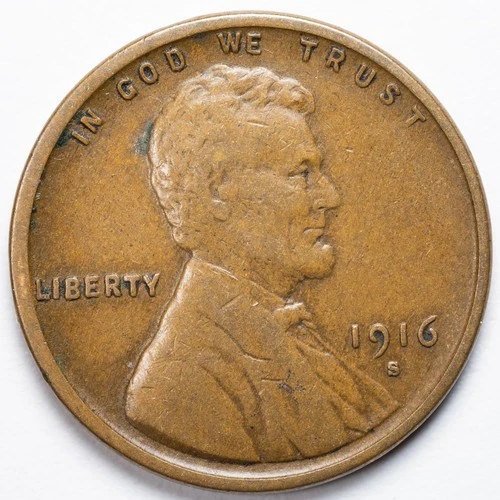 1916-S Lincoln Wheat Penny San Francisco Mint Very Fine (VF)