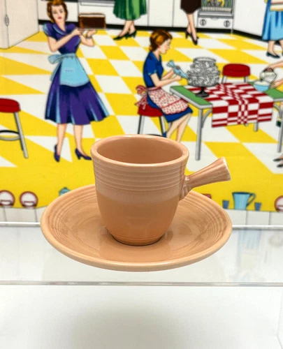 Fiesta Demitasse AD Stick Handle Cup & Saucer Set Apricot Original Tag