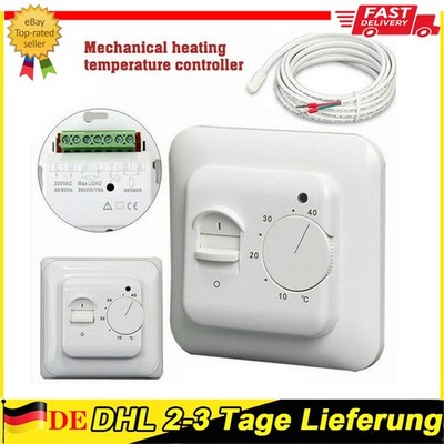 16A Thermostat Digital Raumtempearturregler Fußbodenheizung NTC Bodenfühler -DE-