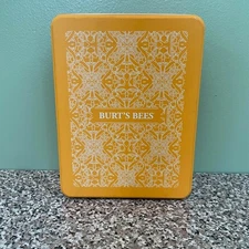 Burt’s Bees Yellow Tin 8x6x3 Decorative Empty Storage Box w/Lid