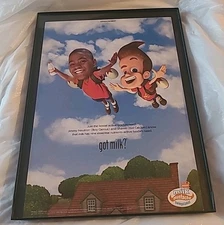 Jimmy Neutron Boy Genius Got Milk Vintage 2002 Print Ad Framed 8.5x11