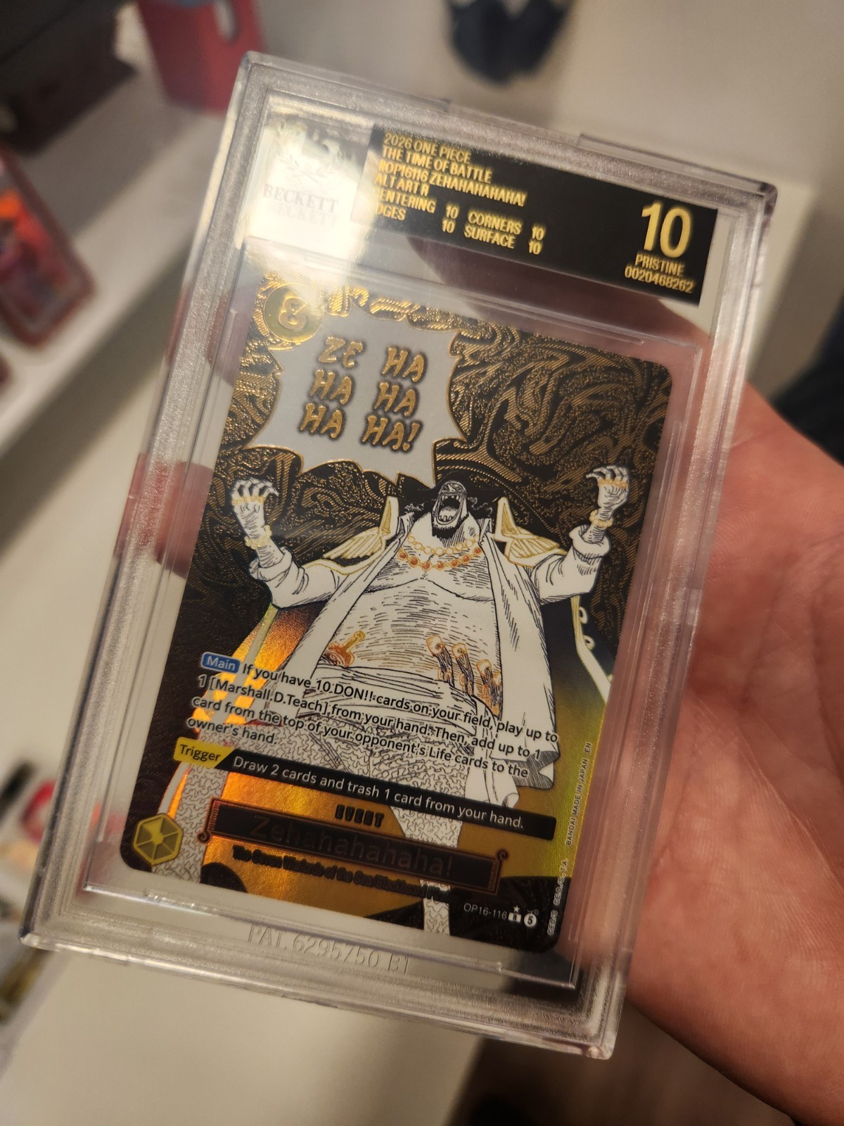 *POP6* ONE PIECE OP16-116 ZEHAHAHAHAHA! BGS 10 PRISTINE BLACK LABEL view 4