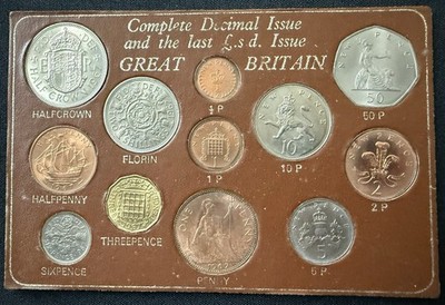 Great Britain 1967 Complete Decimal Issue Coin Set: The Last F.S.D - 2 sets