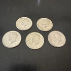 Lot of Five (5) 1964 Kennedy Silver Half Dollars - 90% Silver U.S. Coins