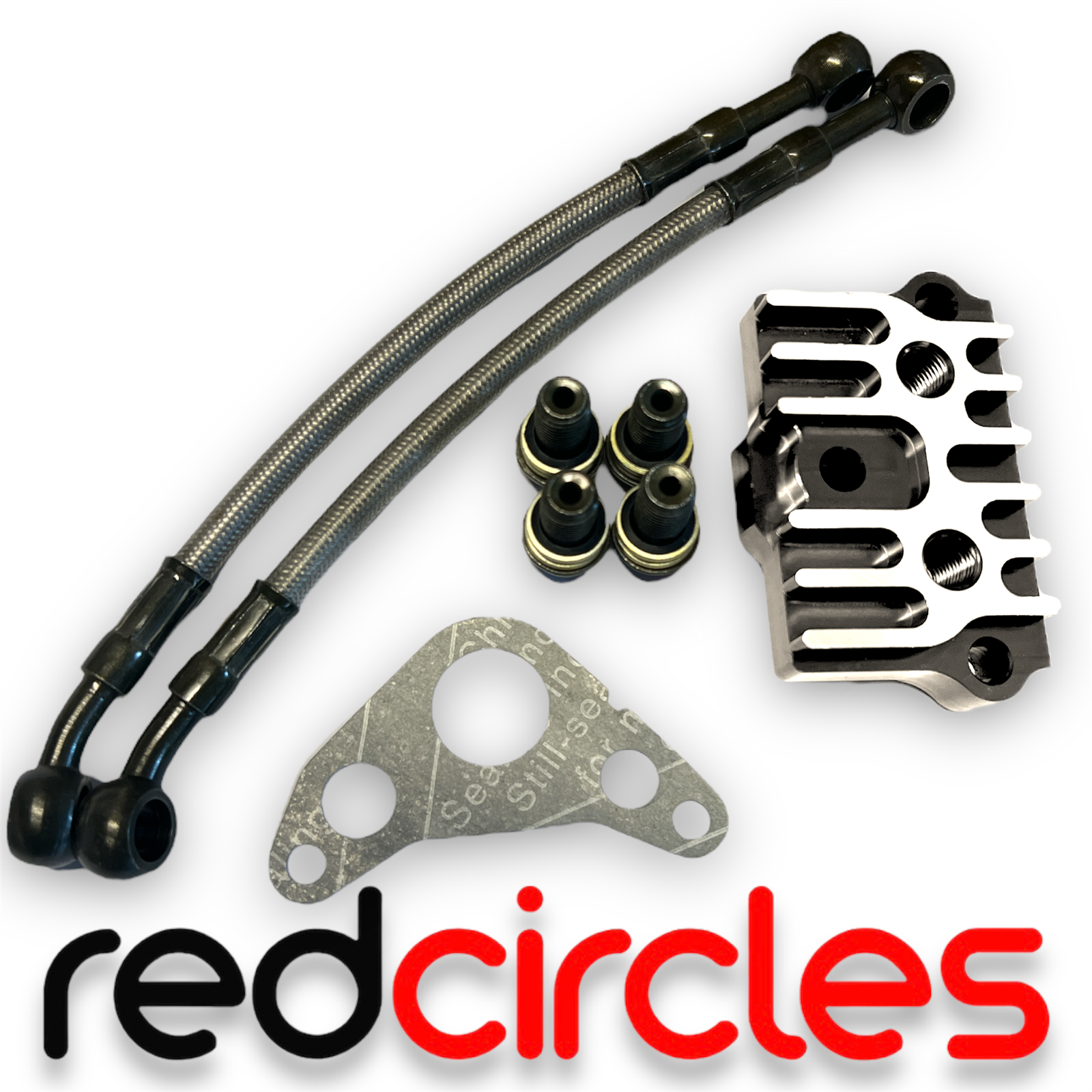 BLACK PIT BIKE CNC OIL COOLER TAKE OFF PLATE AND SHORT 10mm HOSES fits YX140