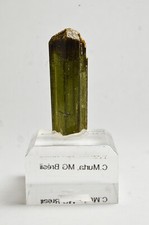 Green tourmaline crystal from Brazil finished on one side 40x13mm specimen