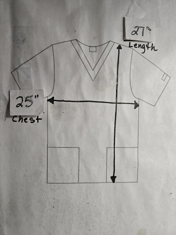 LOVE THIS LIFE Scrub Top size XL~Pink Butterfly/Peach Round-Neck-Chest 25"/L 27" - Image 4 of 4