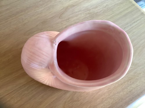 Vintage Seashell Nautilus Planter Vase Pink Nautical Hobbyist Pottery Signed - Picture 5 of 19