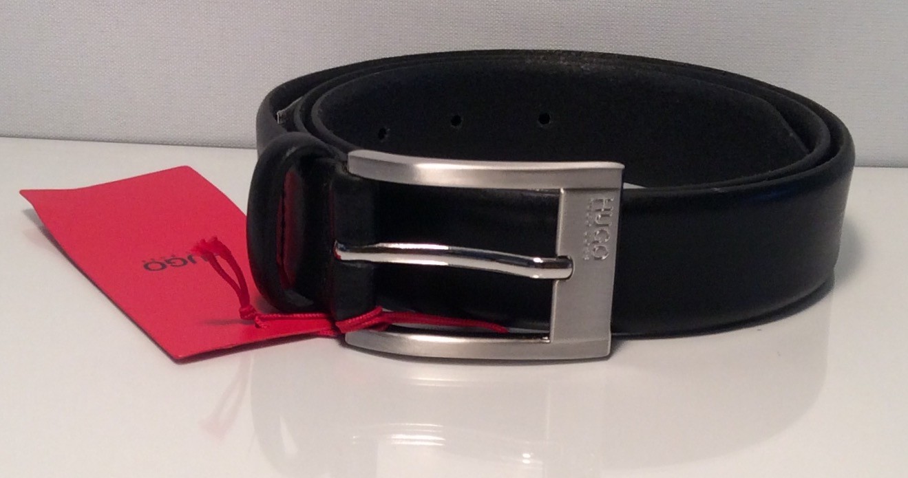 HUGO by Hugo Boss C-Brandon Smooth Leather Belt, Black UK  Size 95.cm