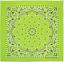 New 22" Lime Green Paisley Bandana Handkerchief Scarf 100 Cotton Made In USA