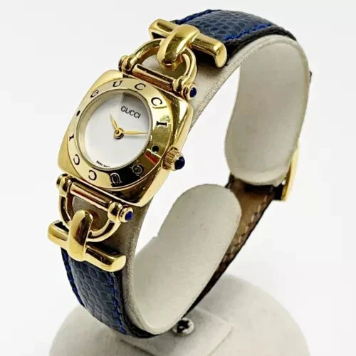 Orologio Gucci 6300L Quarzo 21mm Quadrante Donna Bianco Fatto Svizzero Cuscino Vintage