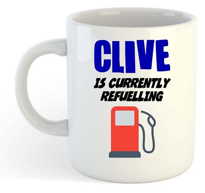 Clive Is Current Tankbecher - lustig, Geschenk, Name, personalisiert