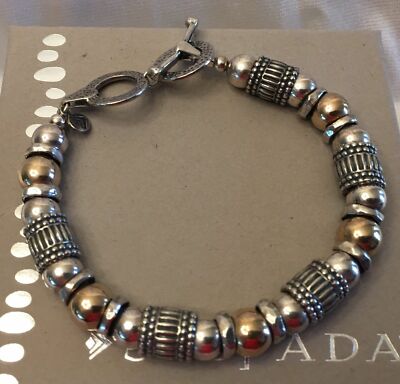 SILPADA B1223 Sterling Silver 14k Gold Filled Bead Bracelet with Toggle  RARE