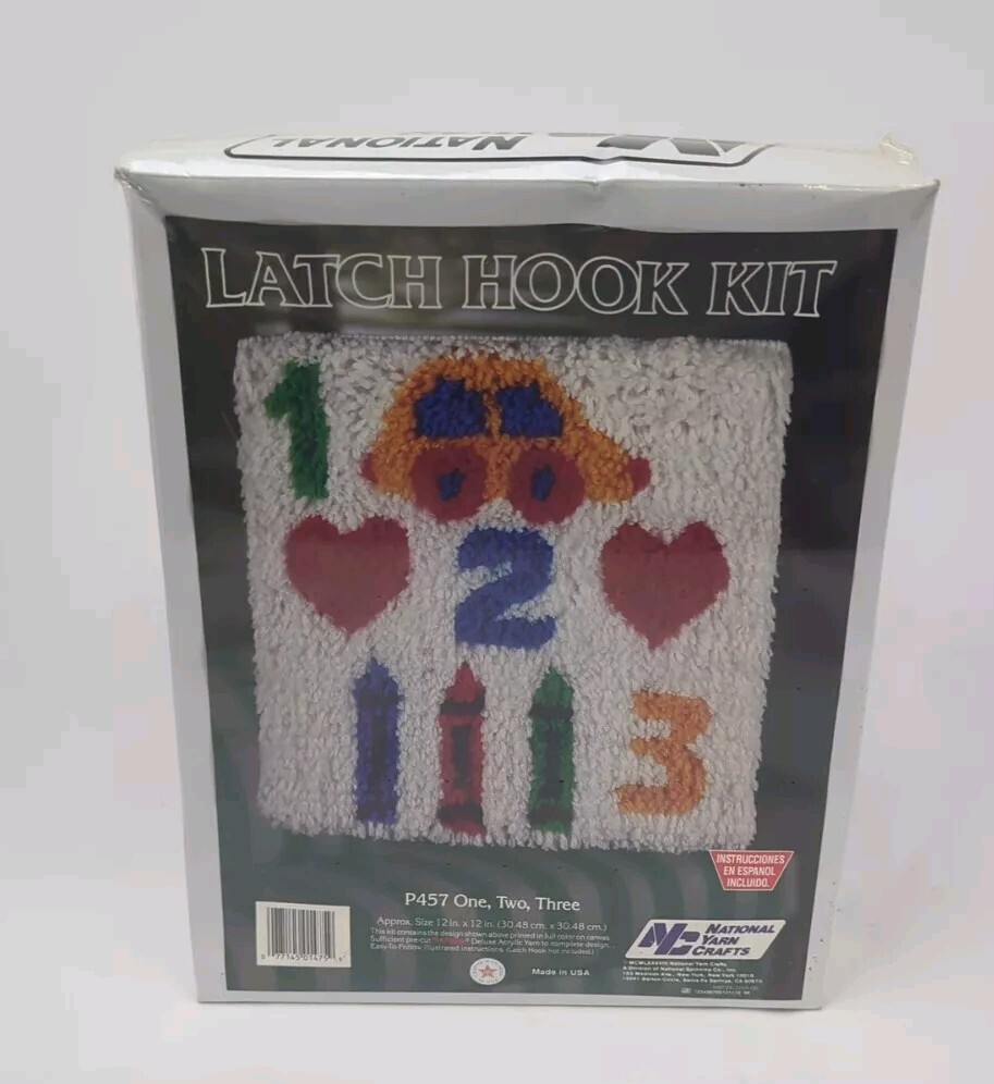 NEW National Yarn Crafts Latch Hook Kit P457 One Two Three Easy Fun Numbers USA