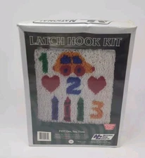 NEW National Yarn Crafts Latch Hook Kit P457 One Two Three Easy Fun Numbers USA