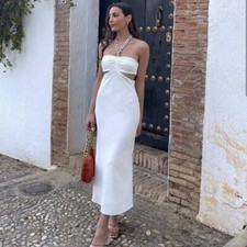 BNWT ZARA Ecru Cut Out Chain Dress Size S
