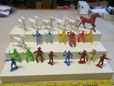 VTG Lot 45-60mm Plastic Army Men Figures MPC Lido Cowboys Civil War Cavalry F40