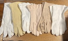 Six pair vintage ladies wrist length cotton gloves