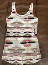 M (7-9) Junior Womens Super Soft Fitted Scoop Neck Printed Tank