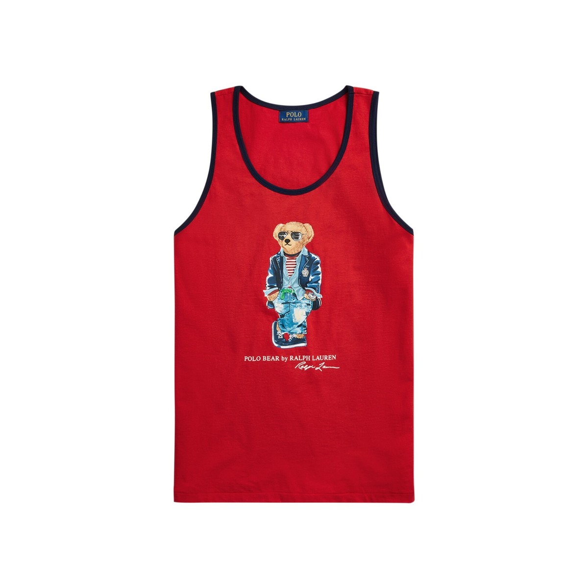 Polo Ralph Lauren Men's Red Sleeveless Knit Regatta Bear Jersey Tank Top