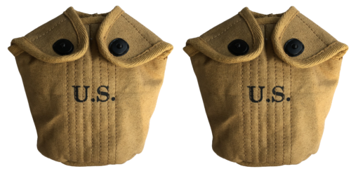 US WW2 M1910 cantine bouteille d'eau sangle toile couverture kaki (lot de 2) - Photo 1/6
