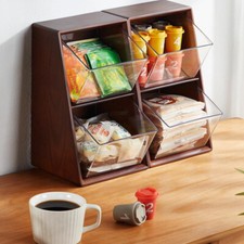 1pcs Wood Organizer Shelf Detachable Office Desktop Wood Shelf Tea Bag Organizer
