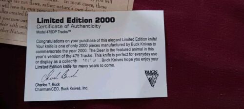 Buck 475 DP Deer Tracks - Limited Edition 1 of 2000 - Stag Fixed Blade Knife - Picture 4 of 10