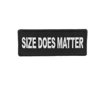 SIZE DOES MATTER 4" x 1.5" Funny iron on patch 5735  C72 