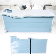 55" Foldable Adult Bathtub with Lid, Collapsible Temperature Maintenance Bathtub