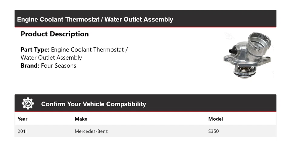 Mercedes-Benz S350 2011 motor refrigerante termostato/conjunto de salida de agua 4 estaciones Foto 2 de 4