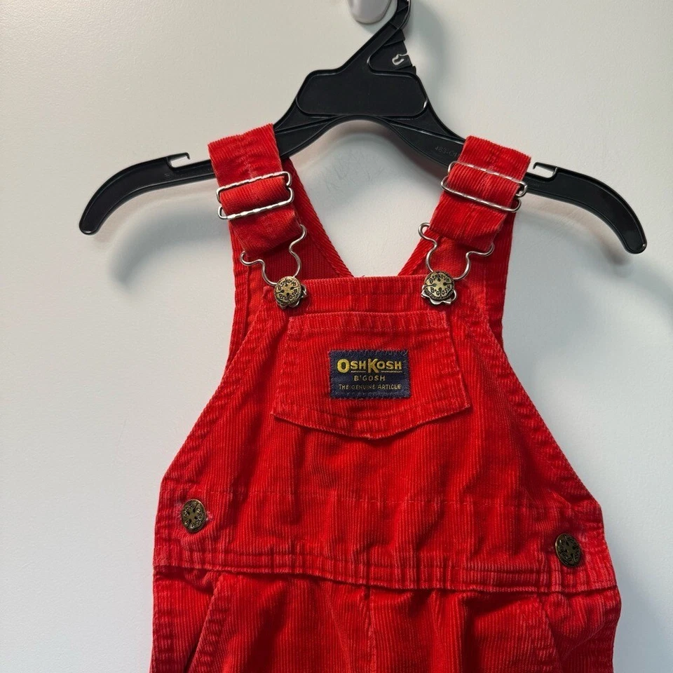 Etiqueta de papel vintage Oshkosh B'Gosh rojo pana general niños 12 meses Foto 2 de 4