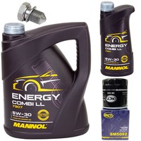 MotoröL Set 5W-30 6 Liter + ÖLfilter Sm 5092 + Schraube FüR Vw Transporter Vi