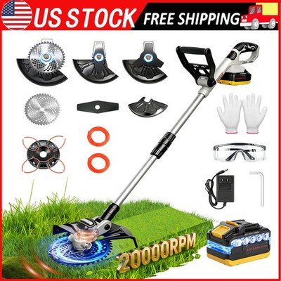 Electric Cordless Grass String Trimmer Lawn Edger Weed Wacker Cutter + 1 Battery