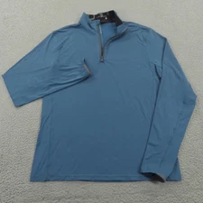 Greyson 1/4 Zip Mens Medium Tate Blue Performance Sweater Long Sleeve Shirt Golf