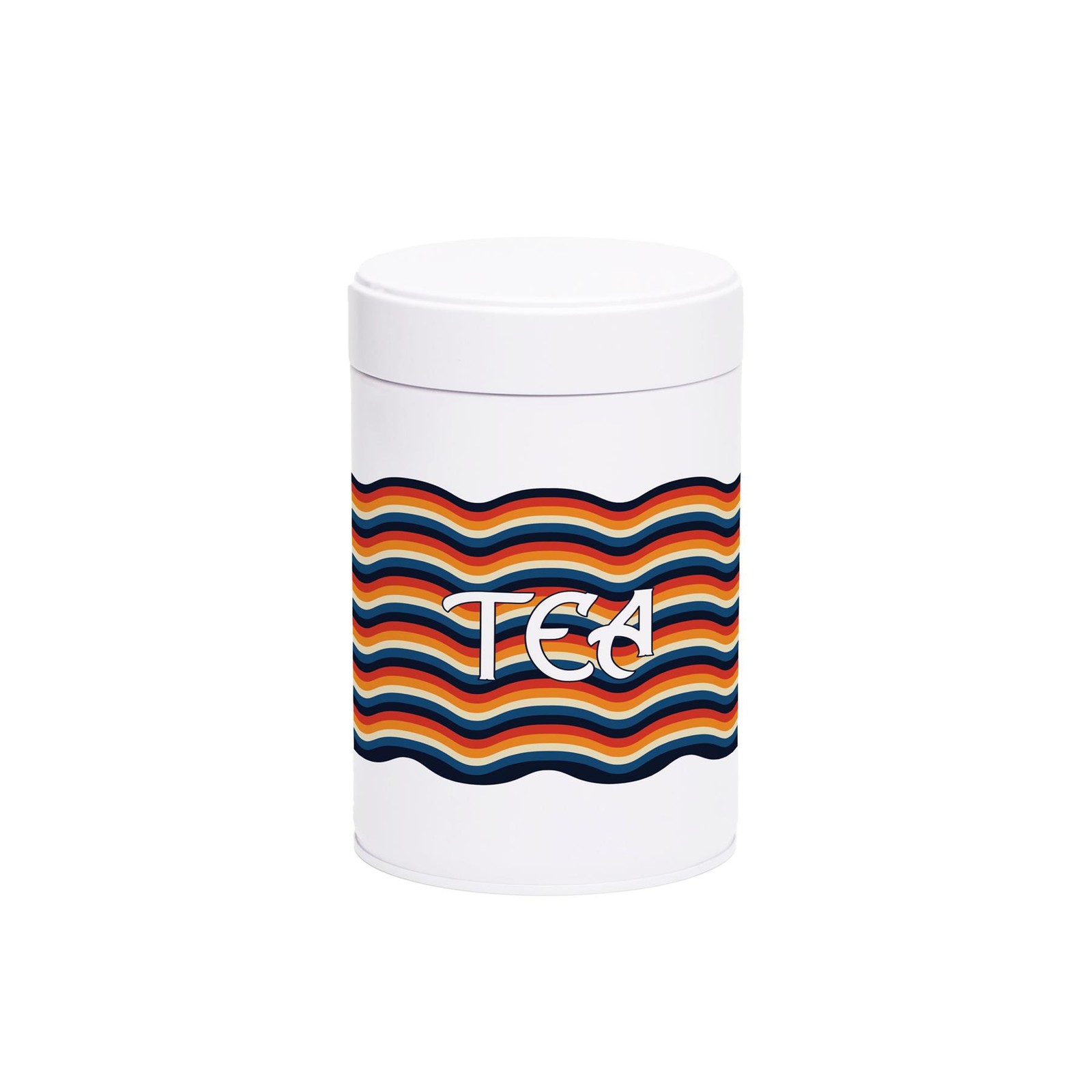 Retro Wave Tea Canister - Screw Top Lid Tin Container Colourful Kitchen Gifts