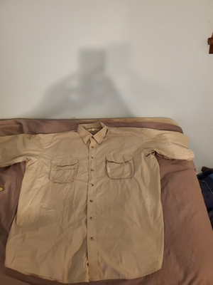 #ad Cabela#x27;s Outfitter Series Men#x27;s XXL Tall Beige Button Down Collar Short Sleeve $15.00
